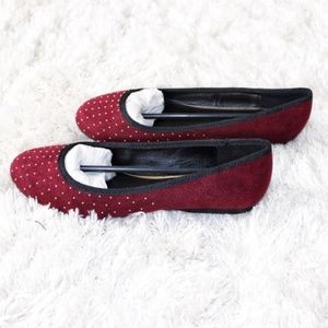 Wild Pair maroon gold studded ballet flats